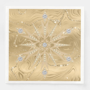 Luxury Gold Glitter Snowflake Diamond Napkin