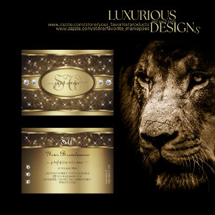 Luxury Gold Glitter Sparkle Diamond Stars Monogram Business Card