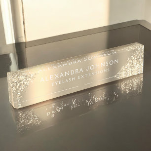Luxury Gold Glitter Sparkle Eyelash Extensions Nameplate