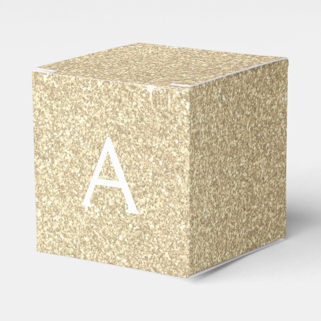 Luxury Gold Glitter & Sparkle Monogram Favour Box (Front Side)