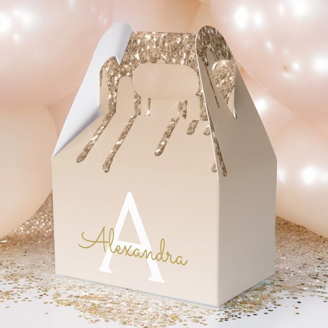 Luxury Gold Glitter & Sparkle Monogram Favour Box (Creator Uploaded)