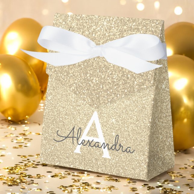 Luxury Gold Glitter & Sparkle Monogram Favour Box (Creator Uploaded)