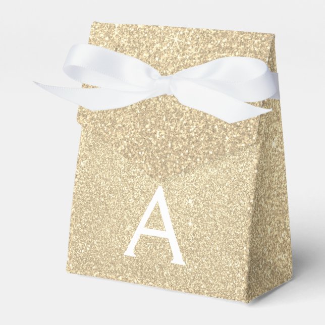 Luxury Gold Glitter & Sparkle Monogram Favour Box (Front Side)