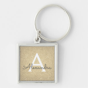 Luxury Gold Glitter & Sparkle Monogram Key Ring