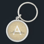 Luxury Gold Glitter & Sparkle Monogram Key Ring<br><div class="desc">Luxury Gold Faux Glitter and Sparkle Elegant Key chain. These Keychains can be customised to include your initial and first name and are a perfect bridal shower,  bachelorette party or birthday party favour.</div>