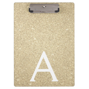 Luxury Gold Glitter & Sparkle Monogram School Clipboard