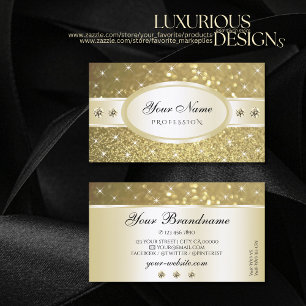Luxury Gold Glitter Sparkle Stars Diamonds Elegant Business Card