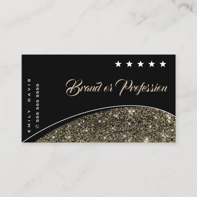 Luxury Gold Glitter Sparkle Stars Professional Business Card (Front)