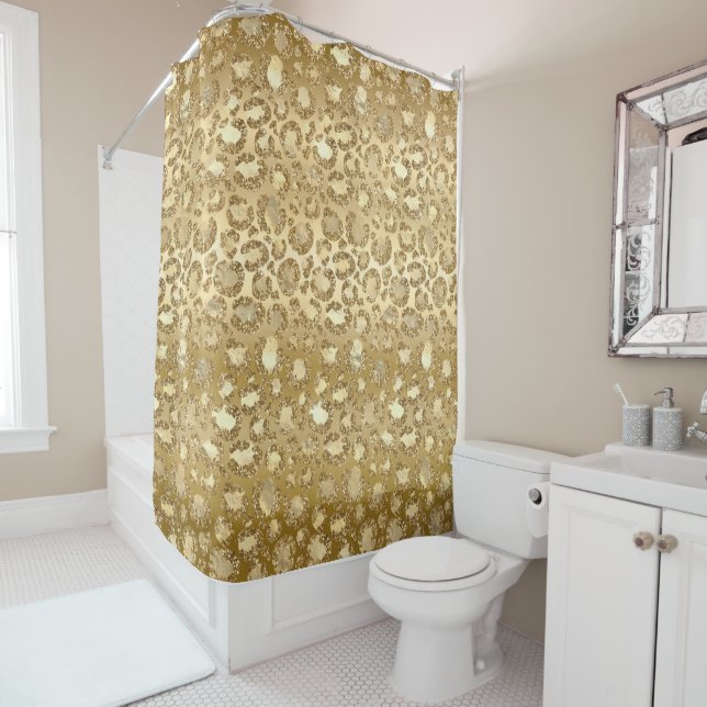 Luxury Gold Glitter Wildlife Safari Shower Curtain (In Situ)