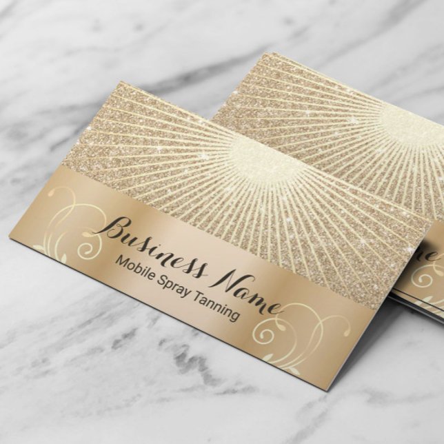 Luxury Gold Glow Mobile Spray Tanning Salon Business Card (Creator Uploaded)