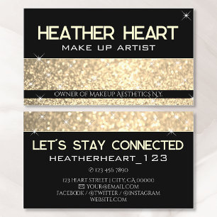 Luxury Gold Golden and Black Glitter Glam Glamour Business Card