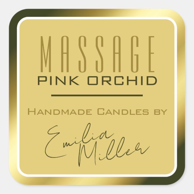 Luxury Gold Golden Ombre Signature Text Candles Square Sticker (Front)