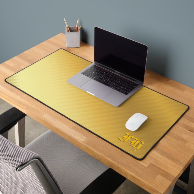Luxury Gold Gradient Gothic Monogram Executive  Desk Mat (Office 2)