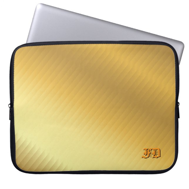 Luxury Gold Gradient Monogram Personalized Laptop Sleeve (Front)