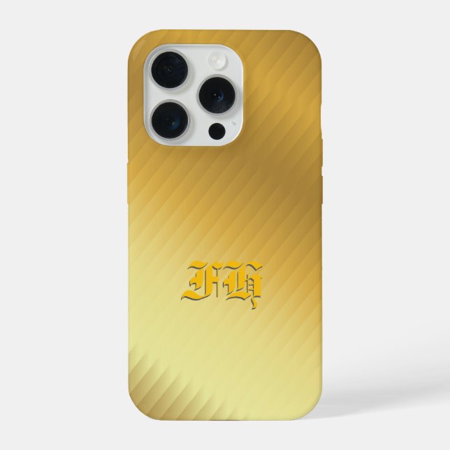 Luxury Gold Gradient Pattern Monogram Gothic Initi iPhone Case (Back)