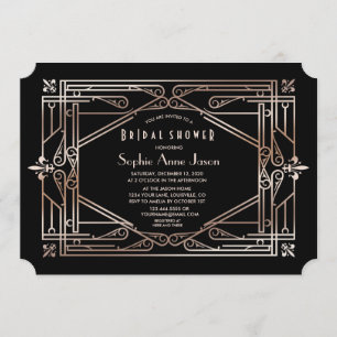Luxury Gold Great Gatsby Art Deco Bridal Shower Invitation