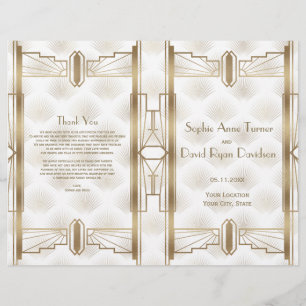 Luxury Gold Great Gatsby Art Deco Wedding Program
