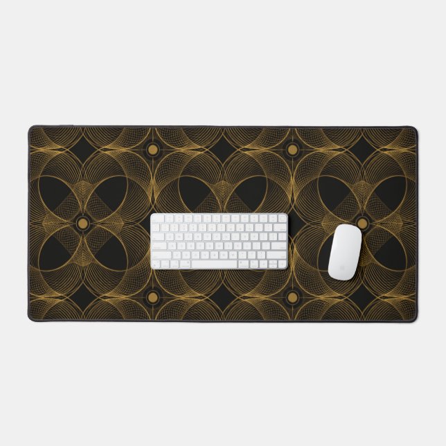 Luxury Gold Guilloché Seamless Pattern Desk Mat (Keyboard & Mouse)