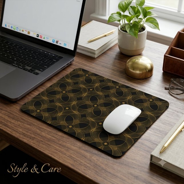 Luxury Gold Guilloché Seamless Pattern Mouse Pad (Luxury Gold Guilloché Seamless Pattern Mouse Pad)