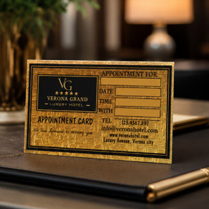 Luxury Gold Hotel Appointment Card