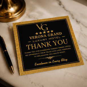 Luxury Gold Hotel Elegant 5-Star Hospitality Thank You Card