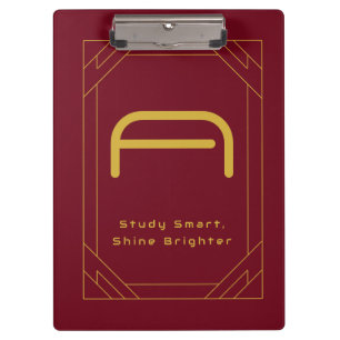 Luxury Gold Initial Monogram Burgundy Red Clipboard