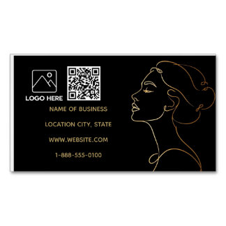 Luxury Gold Line Art QR Code Business Card