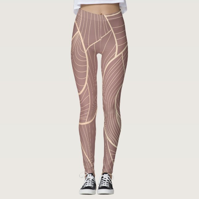 Luxury Gold Lines Pattern Background Leggings (Front)