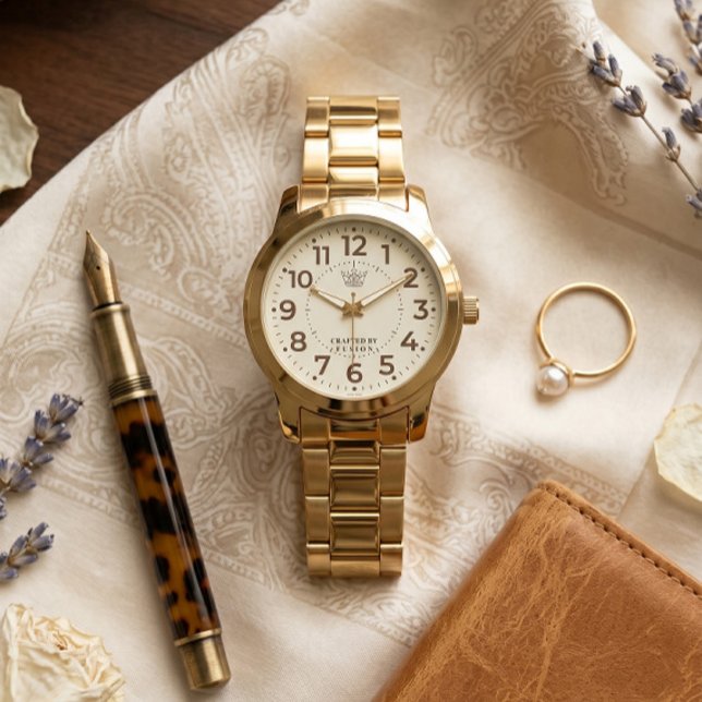 Luxury Gold Link Bracelet Watch with Custom Crown (Creator Uploaded)