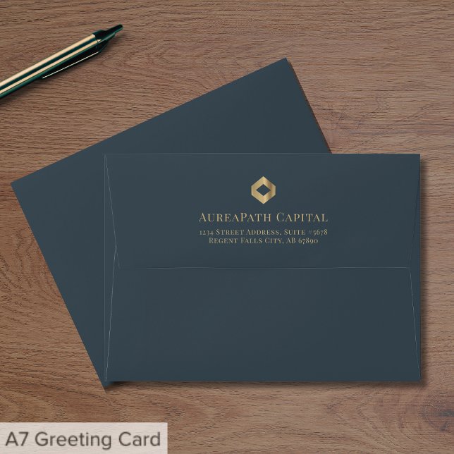 Luxury Gold Logo Return Address 5x7 Envelope (Creator Uploaded)