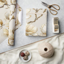 Luxury Gold Magnolia Pearl Watercolor Pattern