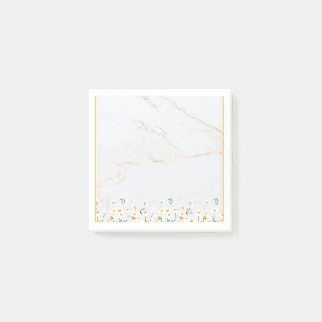 Luxury Gold Marble Daisy Post-it Notes Block (Front)
