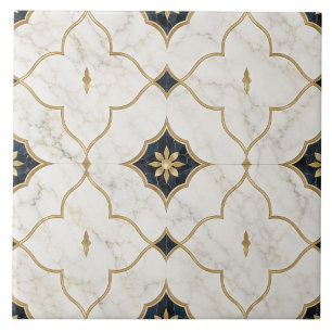Luxury Gold Marble effect - Geometric Pattern Ceramic Tile