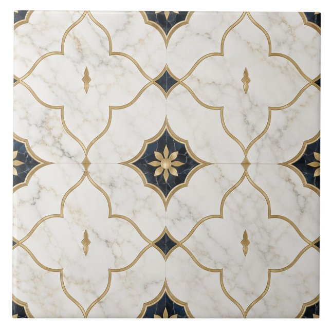 Luxury Gold Marble effect - Geometric Pattern Ceramic Tile (The complete ceramic tile design. Tiles sold individually.)
