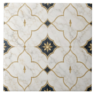 Luxury Gold Marble effect - Geometric Pattern Ceramic Tile