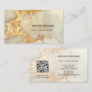 Luxury Gold Marble QR Code Business Card