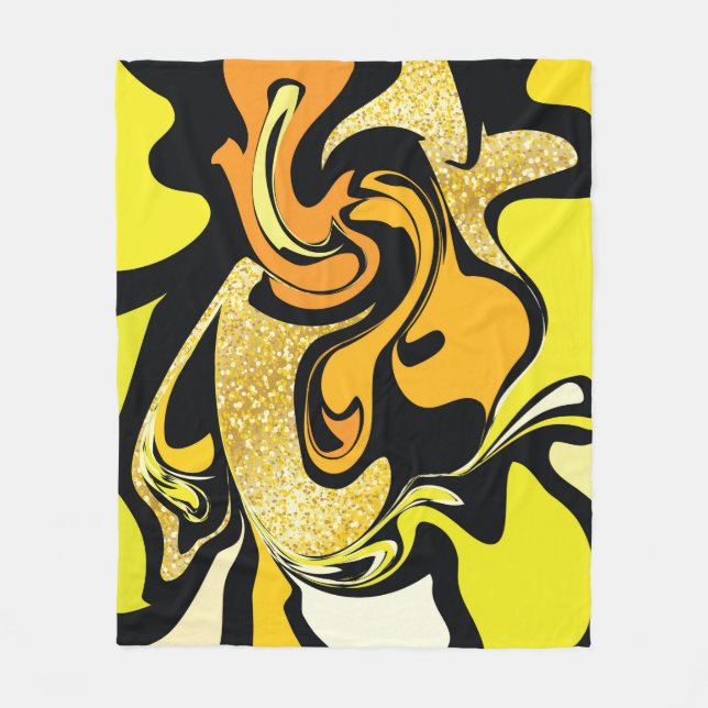 Luxury gold marble texture fleece blanket (Front)