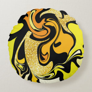 Luxury gold marble texture round cushion