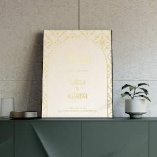 Luxury Gold Mediterranean Tile Wedding Welcome Foil Prints