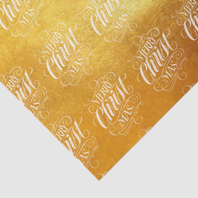 Luxury Gold Merry Christmas Religious Script Tissue Paper (Detail)
