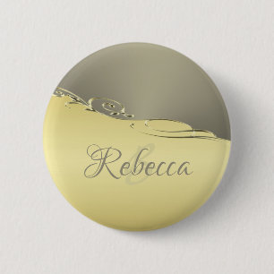 Luxury gold metal decorative on gold and silver 6 cm round badge
