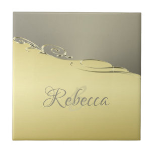 Luxury gold metal decorative on gold and silver ceramic tile