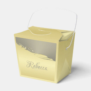 Luxury gold metal decorative on gold and silver favour box