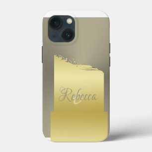 Luxury gold metal decorative on gold and silver iPhone 13 mini case