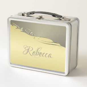 Luxury gold metal decorative on gold and silver lunch box