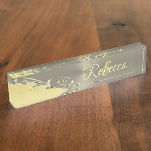 Luxury gold metal decorative on gold and silver nameplate