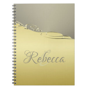 Luxury gold metal decorative on gold and silver notebook