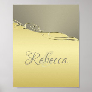 Luxury gold metal decorative on gold and silver poster