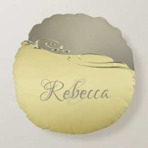 Luxury gold metal decorative on gold and silver round cushion