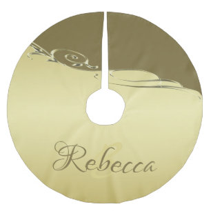 Luxury gold metal decorative on  Military gold Brushed Polyester Tree Skirt